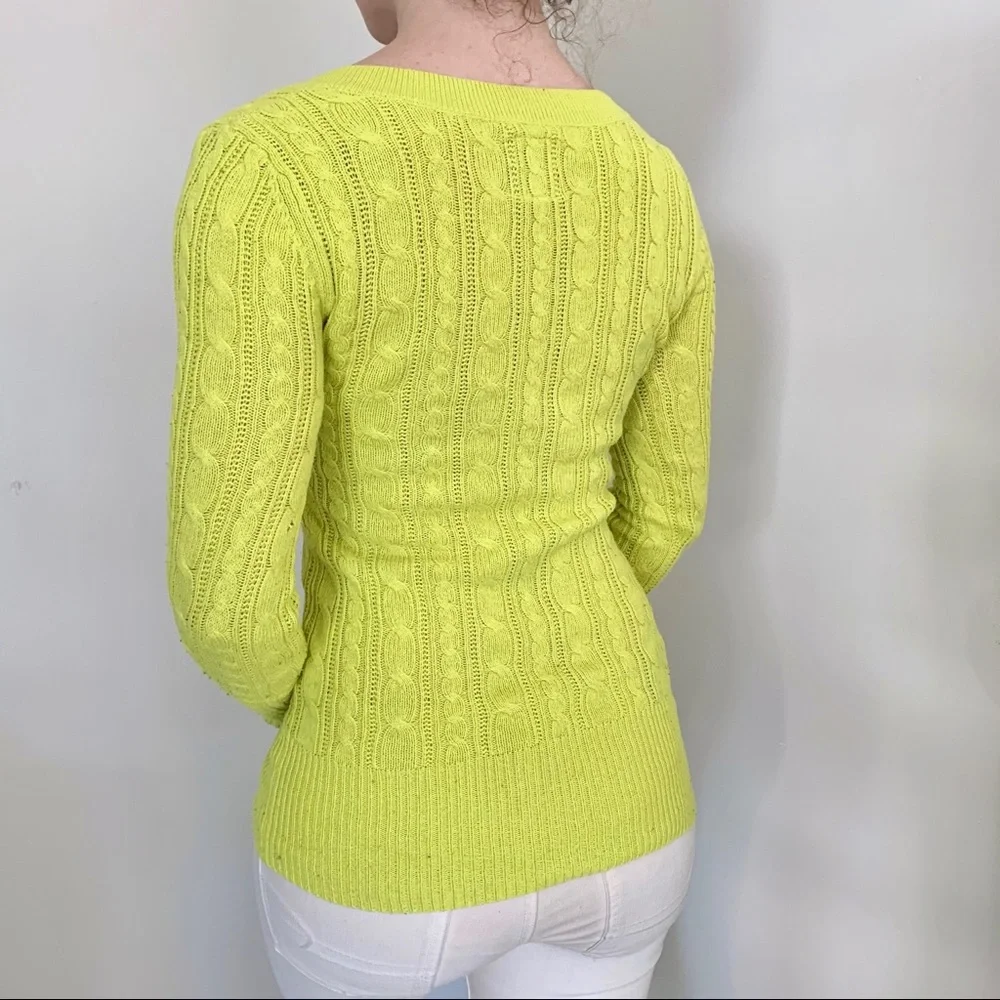 American Eagle Chartreuse V-neck sweater lime green Y2K Elena Gilbert winter XS